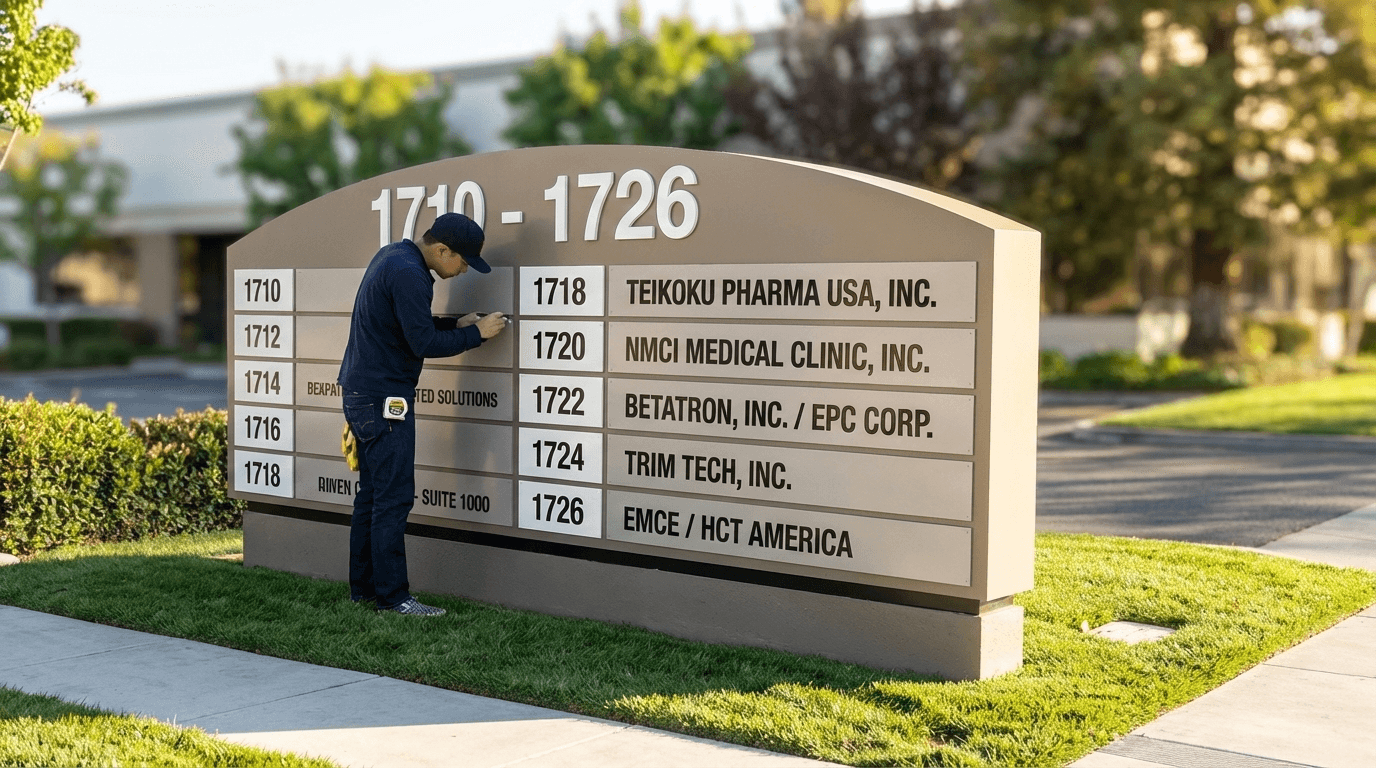 Rectangular monument sign with 1710 address numerals and two-tone design
