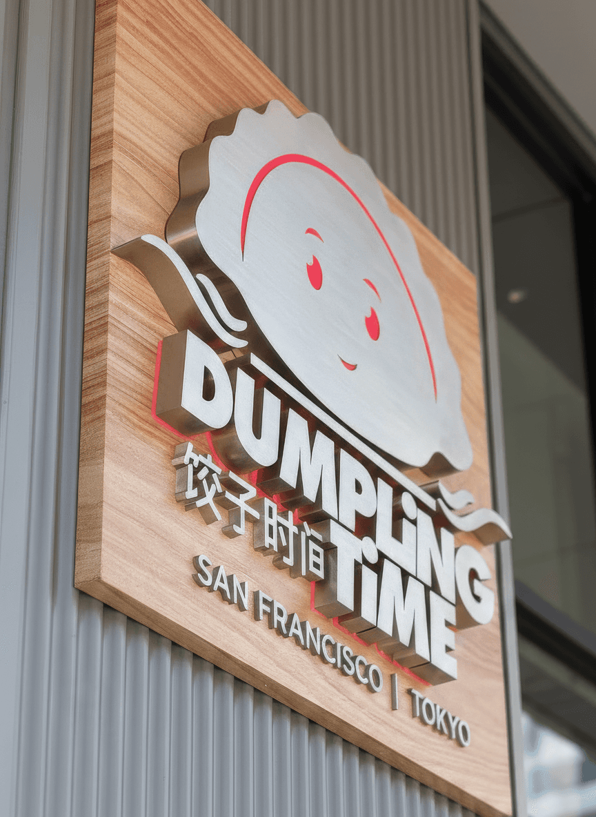 Dumpling Time dimensional interior branding and custom restaurant graphics