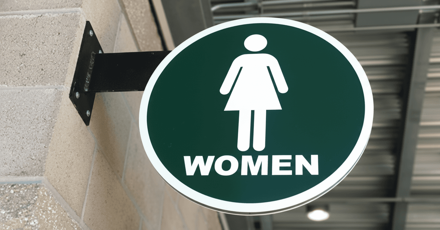 ADA compliant tactile restroom sign with Braille for California Title 24 compliance