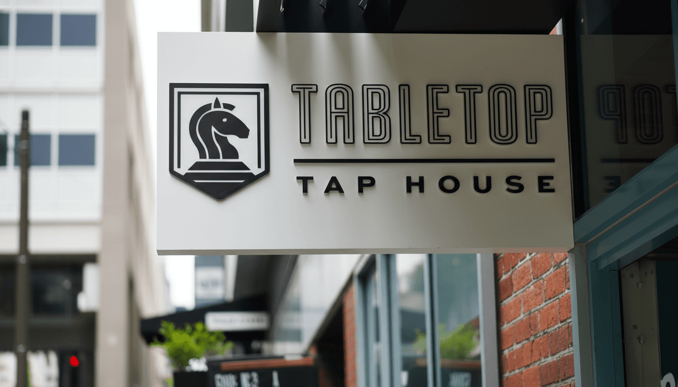 Tabletop Tap House projecting blade sign for East Bay pub storefront